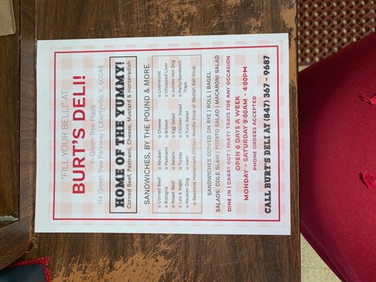 Menu photo 1 Burt's Deli Libertyville, IL Menu photo 1 Burt's Deli Libertyville, IL