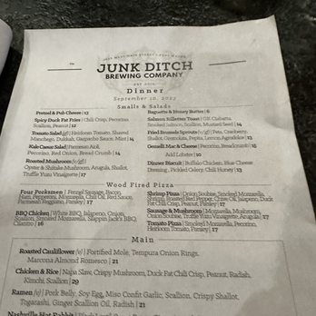 Junk Ditch Brewing Company - Menu - Breweries Near Me - Fort Wayne, Indiana