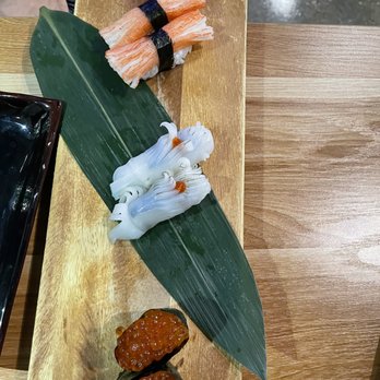 Heemo Sushi - Nigiri: crab stick, squid, & salmon egg - Sushi Bars Near Me - Duarte, California