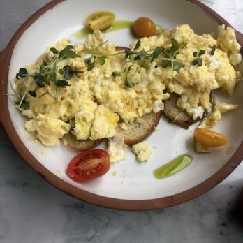 TARY Coffee - Scramble Eggs on Brioche with Cream Cheese and Green Onions - Coffee & Tea Near Me - Chicago, Illinois