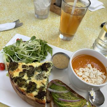 Jyoti-Bihanga - The Special of the day, Broccoli quiche, avocado toast, tomato soup and a side salad. - Vegetarian Near Me - San Diego, California