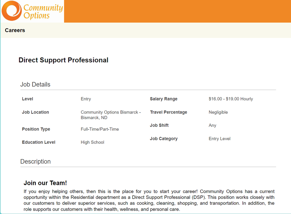 Community Options - child therapist in Bismarck, ND