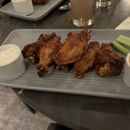 Wings requested crispy with mustard sauce on the side. Wings requested crispy with mustard sauce on the side.