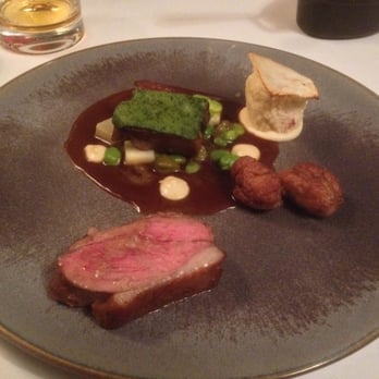 Chapter One - Achill mountain lamb with broad beans and salt baked celeriac, Madeira sauce with caper flowers - French Near Me - Dublin, D