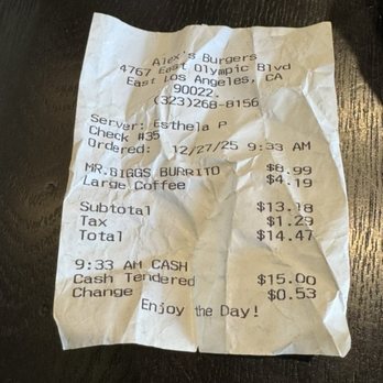 Alex Burgers - Over $4.00 for a cup of coffee! - Burgers Near Me - Los Angeles, California Alex Burgers - Over $4.00 for a cup of coffee! - Burgers Near Me - Los Angeles, California