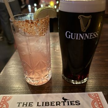 The Liberties DTLA - Spicy Hibiscus Paloma and Guinness - Irish Pub Near Me - Los Angeles, California
