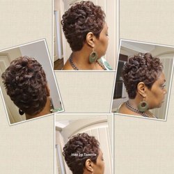 A total transformation with the works relaxer/cut and custom color.