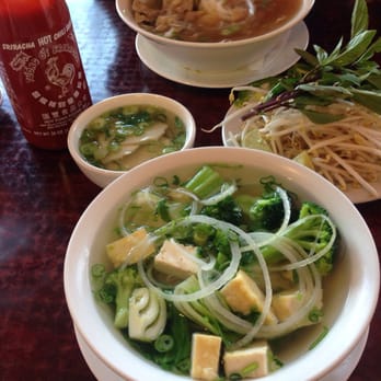 Pho Real - Veggie Pho chicken soup with white broccoli, batchoy, and tofu with added white chicken meat. - Vietnamese Near Me - Silver Spring, Maryland