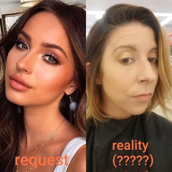 Ulta Beauty - What I asked for vs what I got. Too pale, no color, no shape, no anything lol I mean who thinks this is even remotely close!? - Cosmetics & Beauty Supply Near Me - Palm Desert, California Ulta Beauty - What I asked for vs what I got. Too pale, no color, no shape, no anything lol I mean who thinks this is even remotely close!? - Cosmetics & Beauty Supply Near Me - Palm Desert, California