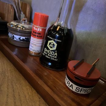 Kimen Ramen - They have spice rack on the table which is amazing, the extra spicy is actually "extra spicy" - Ramen Near Me - Fairfax, Virginia