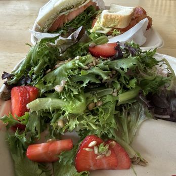 Cafe Girasole - Side salad with extra strawberries and marion berry dressing. - Sandwiches Near Me - Gardnerville, Nevada