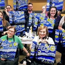 Paint Your Poison - Paint & Party with us! You always get a choice at checkout - this event was Tote or Canvas!