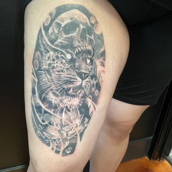 Jesse Barragan Tattoo - Black and gray custom work fully healed and settled over 1 year in photo - Tattoo Near Me - Vancouver, Washington Jesse Barragan Tattoo - Black and gray custom work fully healed and settled over 1 year in photo - Tattoo Near Me - Vancouver, Washington