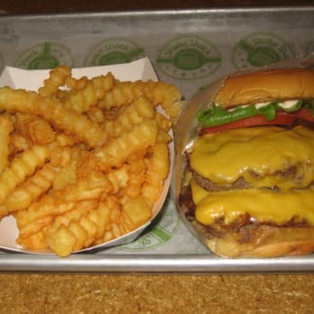 Shake Shack Upper West Side - Double Shack Burger with American Cheese, Lettuce, Tomato and Shack Sauce with French Fries - Fast Food Near Me - New York, New York Shake Shack Upper West Side - Double Shack Burger with American Cheese, Lettuce, Tomato and Shack Sauce with French Fries - Fast Food Near Me - New York, New York