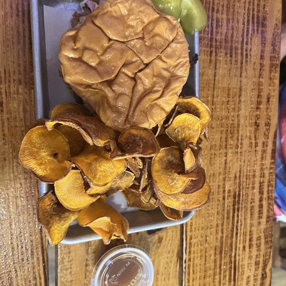 Pappy's Place - Bbq sandwich with sweet potato spiral fries and caramel dipping sauce - Comfort Food Near Me - Stevenson, Alabama Pappy's Place - Bbq sandwich with sweet potato spiral fries and caramel dipping sauce - Comfort Food Near Me - Stevenson, Alabama