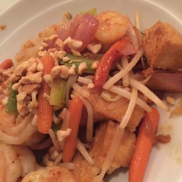 Rice Noodle dish with tofu and shrimp