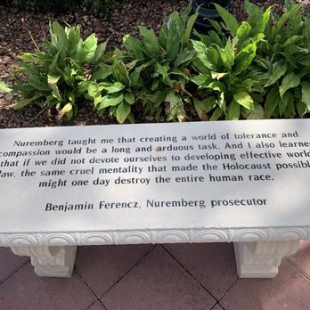 Gallery 22 - Quote by Benjamin Ferencz, Nuremberg Prosecutor in The Garden of Humanity designed by Yaacov Heller - Art Galleries Near Me - Boca Raton, Florida Gallery 22 - Quote by Benjamin Ferencz, Nuremberg Prosecutor in The Garden of Humanity designed by Yaacov Heller - Art Galleries Near Me - Boca Raton, Florida