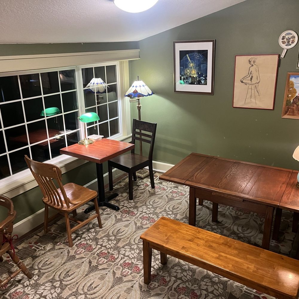 Hodgepodge Books & Taproom - Upstairs room 2 with tables and chairs. Wonderful study room with a view! - Bookstores Near Me - Eugene, Oregon Hodgepodge Books & Taproom - Upstairs room 2 with tables and chairs. Wonderful study room with a view! - Bookstores Near Me - Eugene, Oregon
