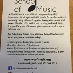 Flyer for Willett School of Music