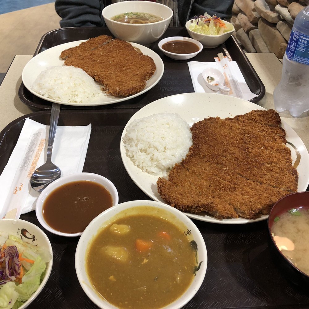 Donkatsu with curry in front and donkatsu with udon in back Donkatsu with curry in front and donkatsu with udon in back