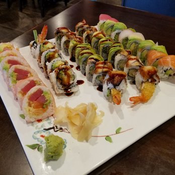 Miya Sushi - Rainbow roll, 2 Monkey Rolls Shrimp tempura and Tiger Roll - Sushi Bars Near Me - Jacksonville, Florida