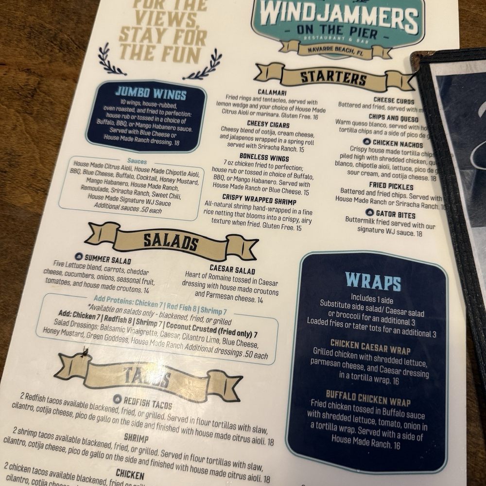 Windjammers on the Pier - Menu - Seafood Near Me - Navarre, Florida Windjammers on the Pier - Menu - Seafood Near Me - Navarre, Florida