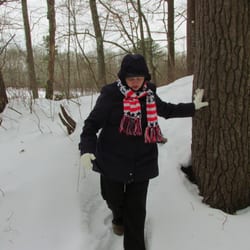 Forge Pond Conservation Area - Scruffy hiker trying not to fall on her scruffy butt