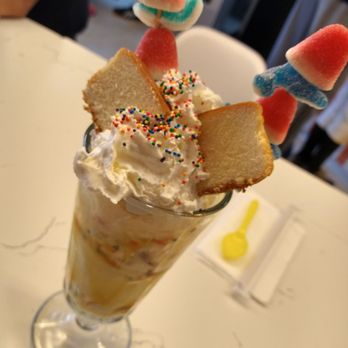 Manny's Sweet Treats - Birthday sundae...not as pictured on the menu - Waffles Near Me - Mineola, New York Manny's Sweet Treats - Birthday sundae...not as pictured on the menu - Waffles Near Me - Mineola, New York