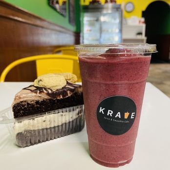 KRAVE Juice & Smoothie Cafe - My Vegan Sweet Tooth Cookie Dough cake and Krave Tutti Frutti smoothie - Juice Bars & Smoothies Near Me - Chesapeake, Virginia