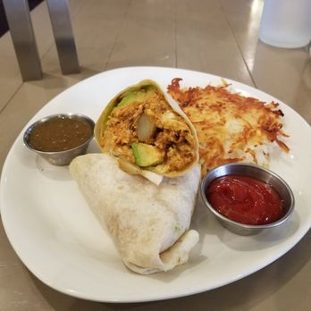 21 Square Bar + Kitchen - Julio's Burrito - Mostly Chorizo and avocado burrito with hash browns on the side. - Bars Near Me - Torrance, California