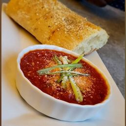 Fresh bread with red sauce.