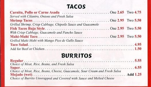 Menu photo 7 La Playa Taqueria San Francisco, CA Menu photo 7 La Playa Taqueria San Francisco, CA