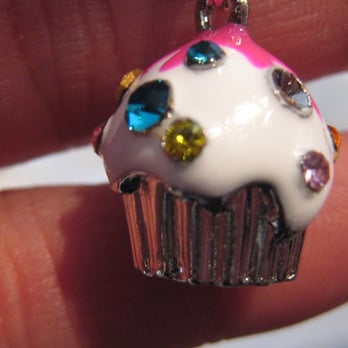 Raspberry Beret - Macro of a sparkly cupcake necklace~ - Used, Vintage & Consignment Near Me - Cambridge, Massachusetts