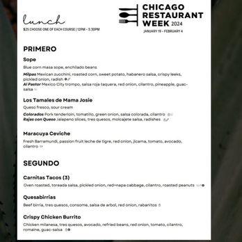 La Josie - Restaurant week menu - Mexican Near Me - Chicago, Illinois