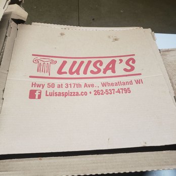 Luisa's Pizza - a close up of a pizza box - Pizza Near Me - Salem, Wisconsin