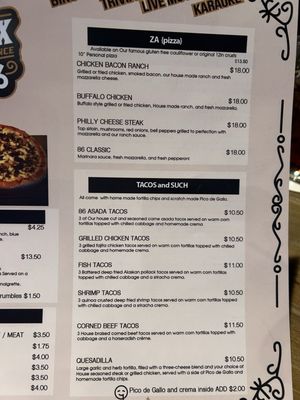 Menu photo 5 Bar86 Richfield, UT