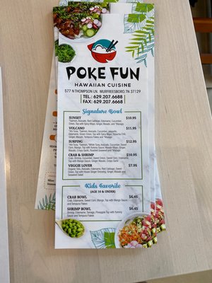Menu photo 2 Poke Fun Murfreesboro, TN