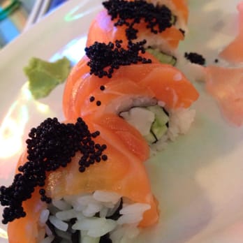 Ru San's - California roll with salmon on top. sunset roll? - Sushi Bars Near Me - Atlanta, Georgia Ru San's - California roll with salmon on top. sunset roll? - Sushi Bars Near Me - Atlanta, Georgia