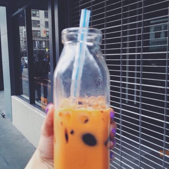 Plentea - So sad it's blurry! But another picture of my half devoured thai tea with grass jelly :P - Tea Rooms Near Me - San Francisco, California Plentea - So sad it's blurry! But another picture of my half devoured thai tea with grass jelly :P - Tea Rooms Near Me - San Francisco, California