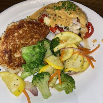 Jack Allen's Kitchen - Crab stuffed chicken with mash and veggies - Southern Near Me - Austin, Texas