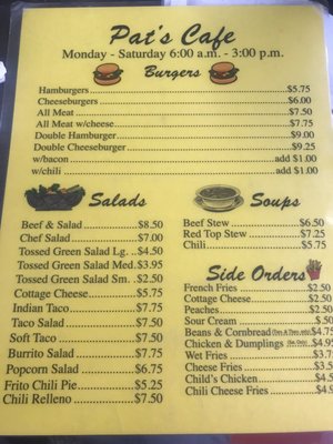 Menu photo 2 Pat's Cafe Holdenville, OK Menu photo 2 Pat's Cafe Holdenville, OK