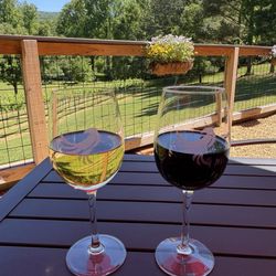 Redtail Mountain Vineyard - A Vidal Blanc and Petit Verdot, overlooking the vineyard.