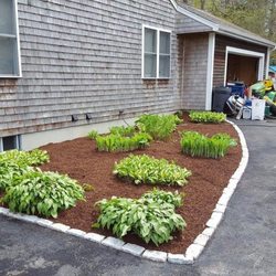 JPG Landscaping - New Cobblestone Border Added with Hemlock Mulch to freshen up the gardens!