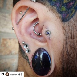 Tattoo Charlie's - Sometimes you want a triple tragus. Thanks whitney.