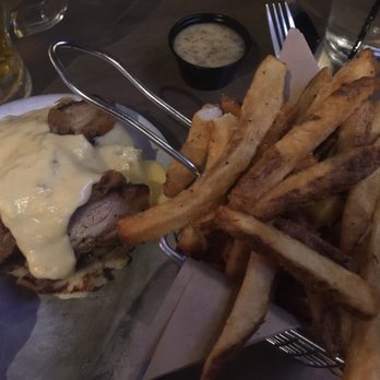 Central Standard - My burger layered with thick pork belly and Gouda fondue...divine! - Burgers Near Me - Bettendorf, Iowa