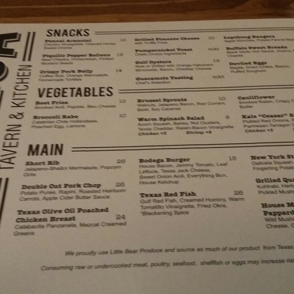 Bodega Tavern & Kitchen - Their menu was to be changed soon with the removal of unpopular items in exchange for new items - Bars Near Me - McAllen, Texas Bodega Tavern & Kitchen - Their menu was to be changed soon with the removal of unpopular items in exchange for new items - Bars Near Me - McAllen, Texas