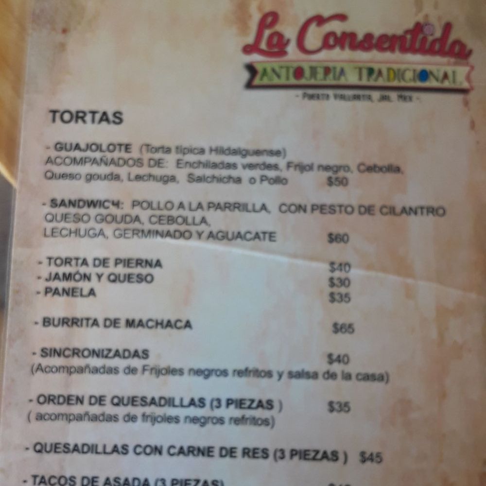 La Consentida - Menu - Mexican Near Me - Puerto Vallarta, JAL
