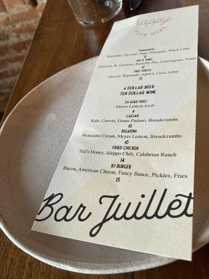 Menu photo 1 Bar Juillet Ashland, OR Menu photo 1 Bar Juillet Ashland, OR