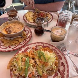 2 Piece Chicken Tinga Tostada Chips and queso