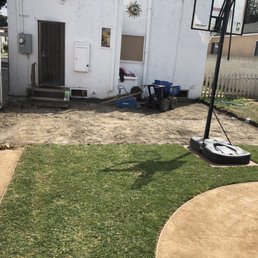 They constructed a patio in my backyard with pavers They constructed a patio in my backyard with pavers